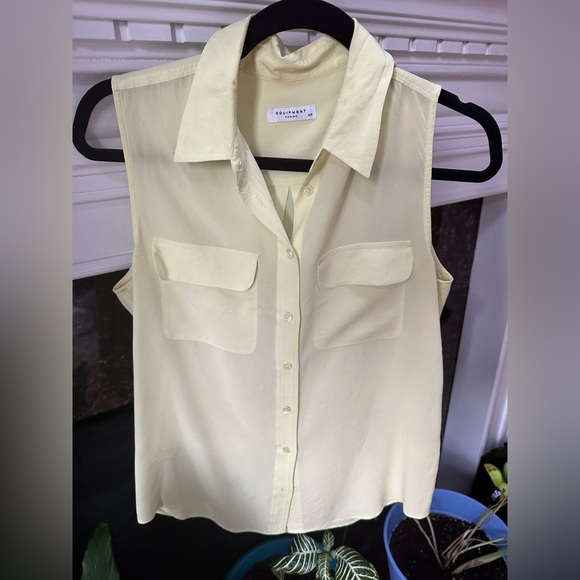 Equipment lime yellow sleeveless slim signature blouse size S - Picture 3 of 5